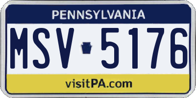 PA license plate MSV5176