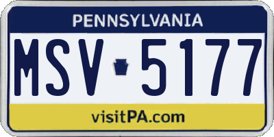 PA license plate MSV5177