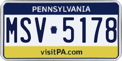PA license plate MSV5178