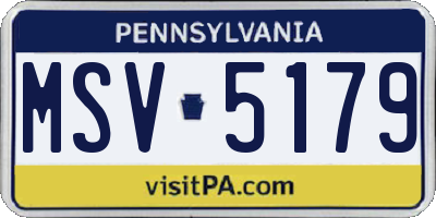 PA license plate MSV5179