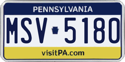 PA license plate MSV5180