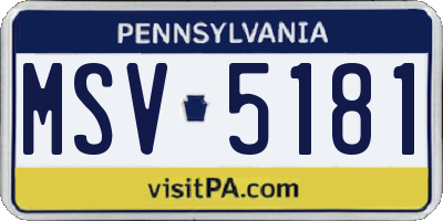 PA license plate MSV5181