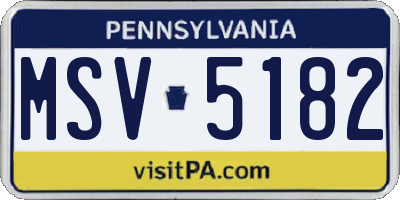 PA license plate MSV5182