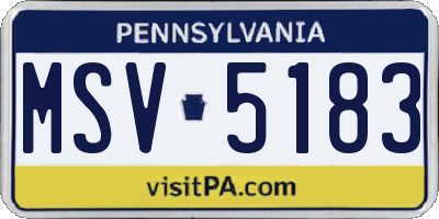 PA license plate MSV5183