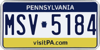 PA license plate MSV5184