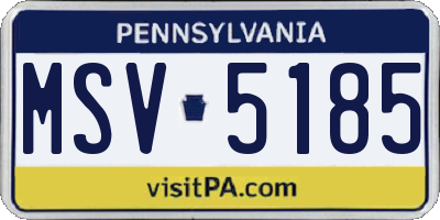 PA license plate MSV5185
