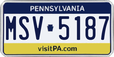 PA license plate MSV5187