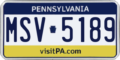 PA license plate MSV5189