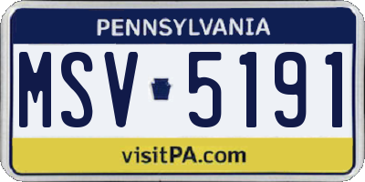 PA license plate MSV5191