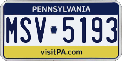 PA license plate MSV5193