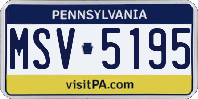 PA license plate MSV5195