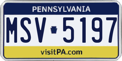 PA license plate MSV5197
