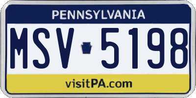 PA license plate MSV5198