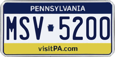 PA license plate MSV5200