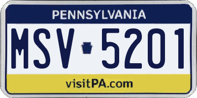 PA license plate MSV5201
