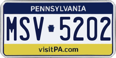 PA license plate MSV5202