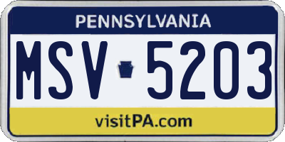 PA license plate MSV5203