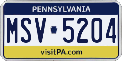 PA license plate MSV5204