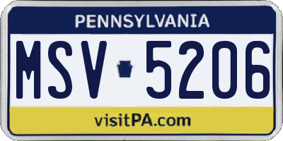PA license plate MSV5206