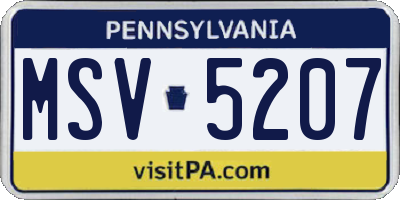 PA license plate MSV5207