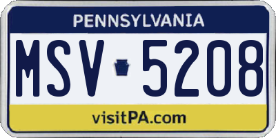 PA license plate MSV5208