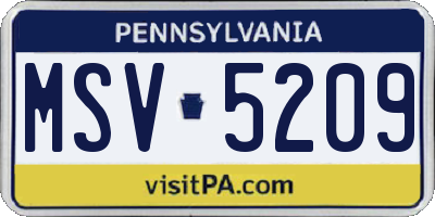 PA license plate MSV5209