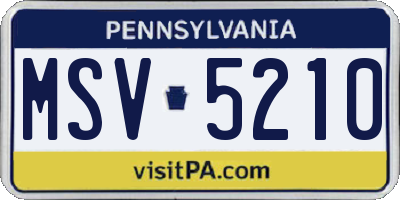 PA license plate MSV5210