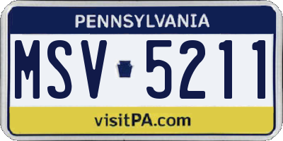 PA license plate MSV5211