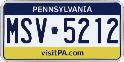 PA license plate MSV5212