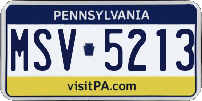 PA license plate MSV5213