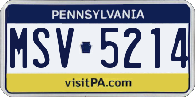 PA license plate MSV5214