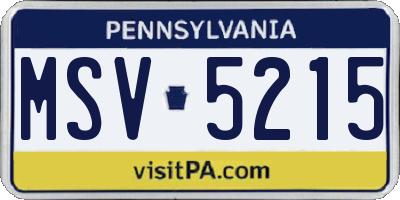 PA license plate MSV5215