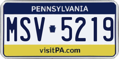 PA license plate MSV5219