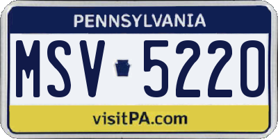 PA license plate MSV5220