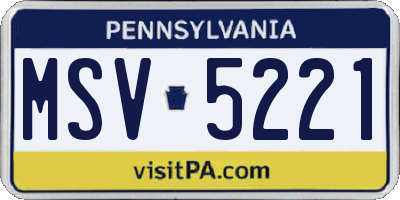 PA license plate MSV5221
