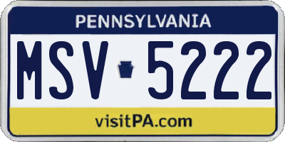 PA license plate MSV5222