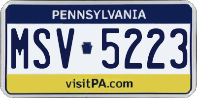 PA license plate MSV5223