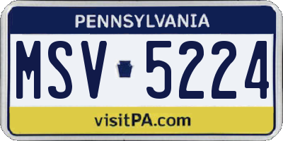 PA license plate MSV5224