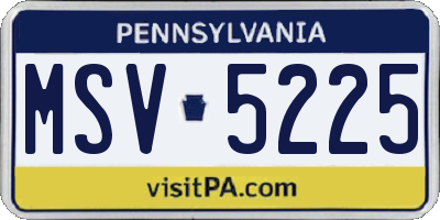 PA license plate MSV5225