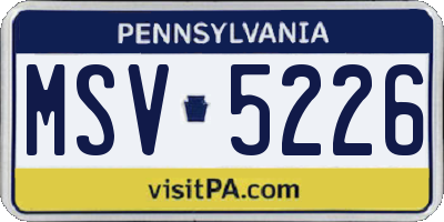 PA license plate MSV5226