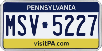 PA license plate MSV5227