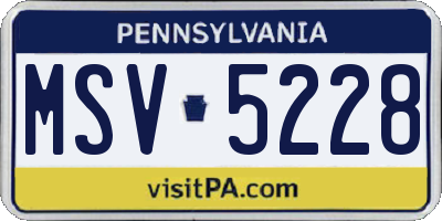 PA license plate MSV5228