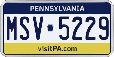 PA license plate MSV5229