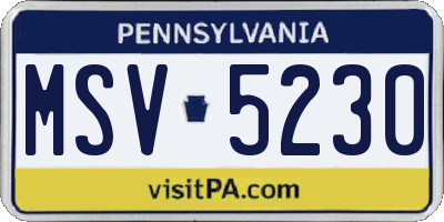 PA license plate MSV5230