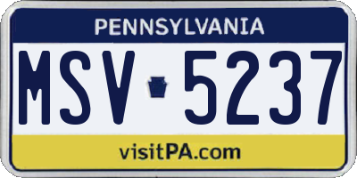 PA license plate MSV5237