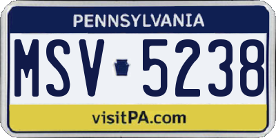 PA license plate MSV5238