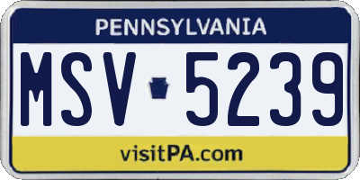 PA license plate MSV5239