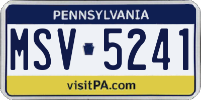 PA license plate MSV5241
