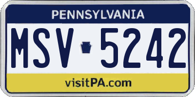 PA license plate MSV5242