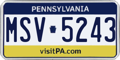 PA license plate MSV5243